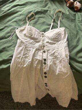 Guess White Button-Front Mini Dress